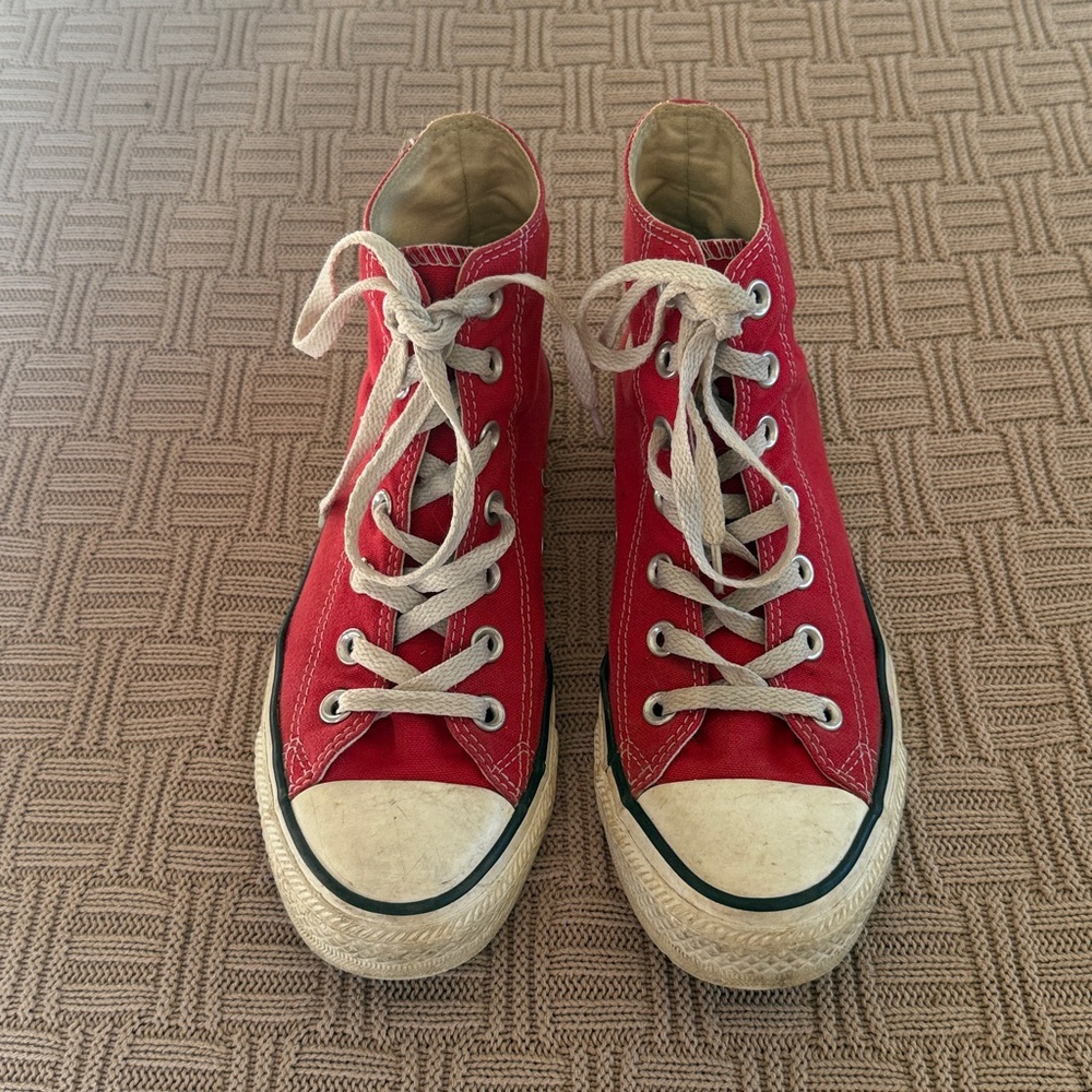 Converse Red High-Top Canvas Sneakers with White Accents - Picture 2 of 13